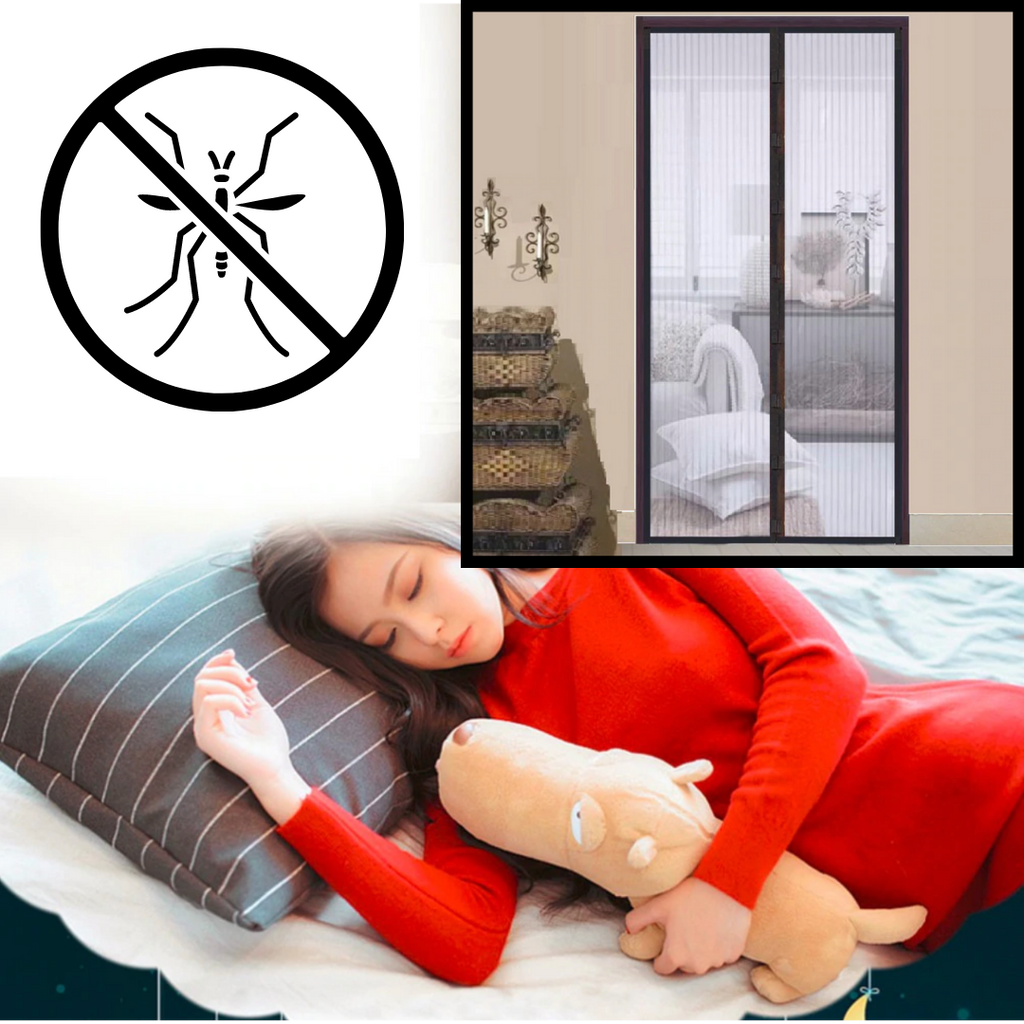 Rede magnética para portas Dsermall, ideal para camping e trilhas, mantém insetos fora durante o uso de portas.