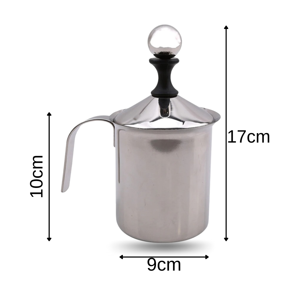 Mousseur manual de aço inox 400ml para bebidas quentes e frias, eletrodoméstico de cozinha Homyl.