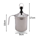 Mousseur manual de aço inox 400ml para bebidas quentes e frias, eletrodoméstico de cozinha Homyl.