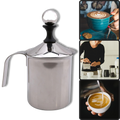 Mousseur manual de aço inoxidável de 400 ml para leite, utensílio de eletrodoméstico de cozinha Homemyl com bico para espuma.