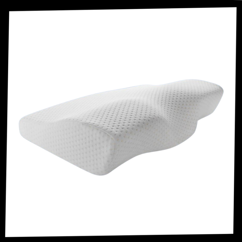 Almofada de apoio cervical em espuma de memória da Kernelly, ideal para cuidado do dorso e relaxamento do pescoço.