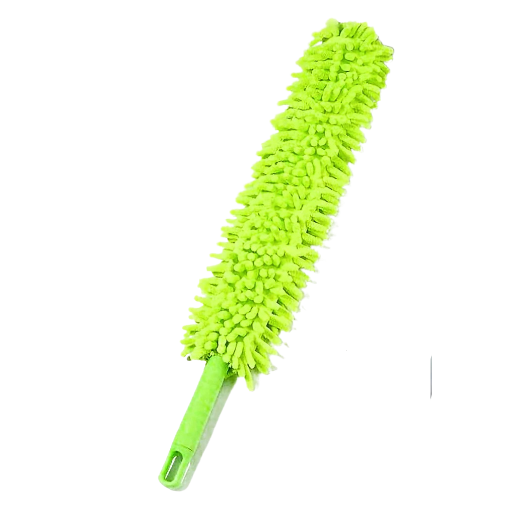 Pano de microfibra flexível para limpeza doméstica, produto da marca Integratzker, com acabamento verde.