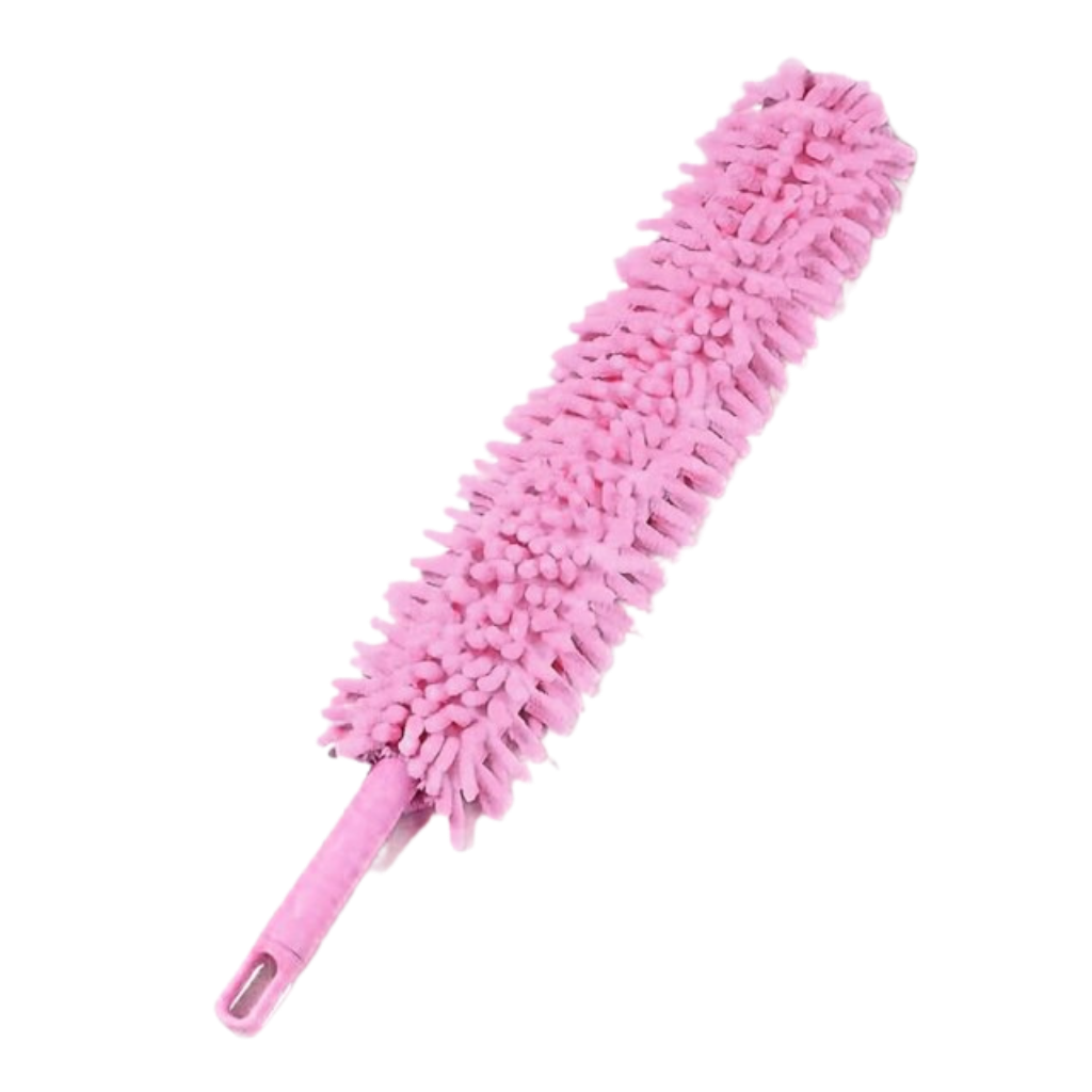 Pluma de microfibra flexível para limpeza doméstica, cor rosa, marca Integratzker, ideal para tirar poeira e limpar superfícies.