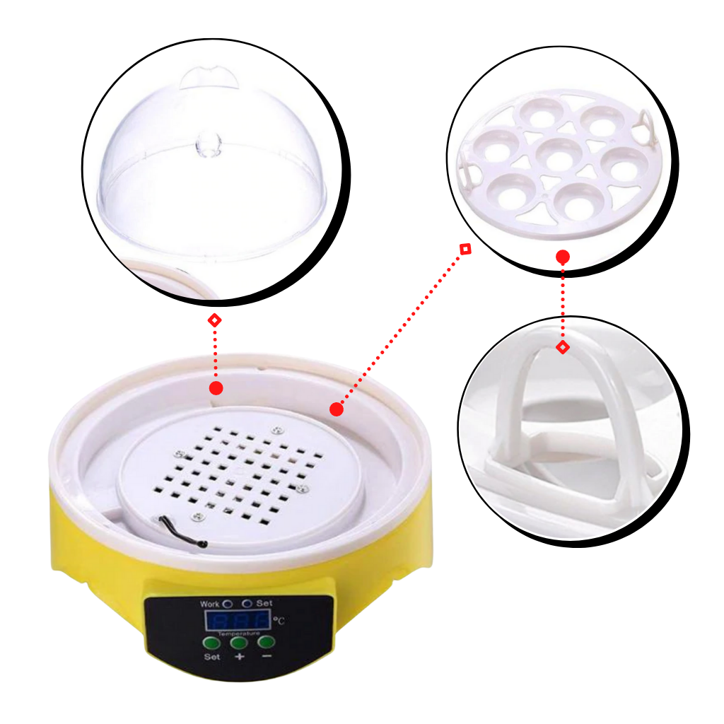 Incubadora de ovos automática Topchances, design compacto para incubação eficiente de ovos em elevação.