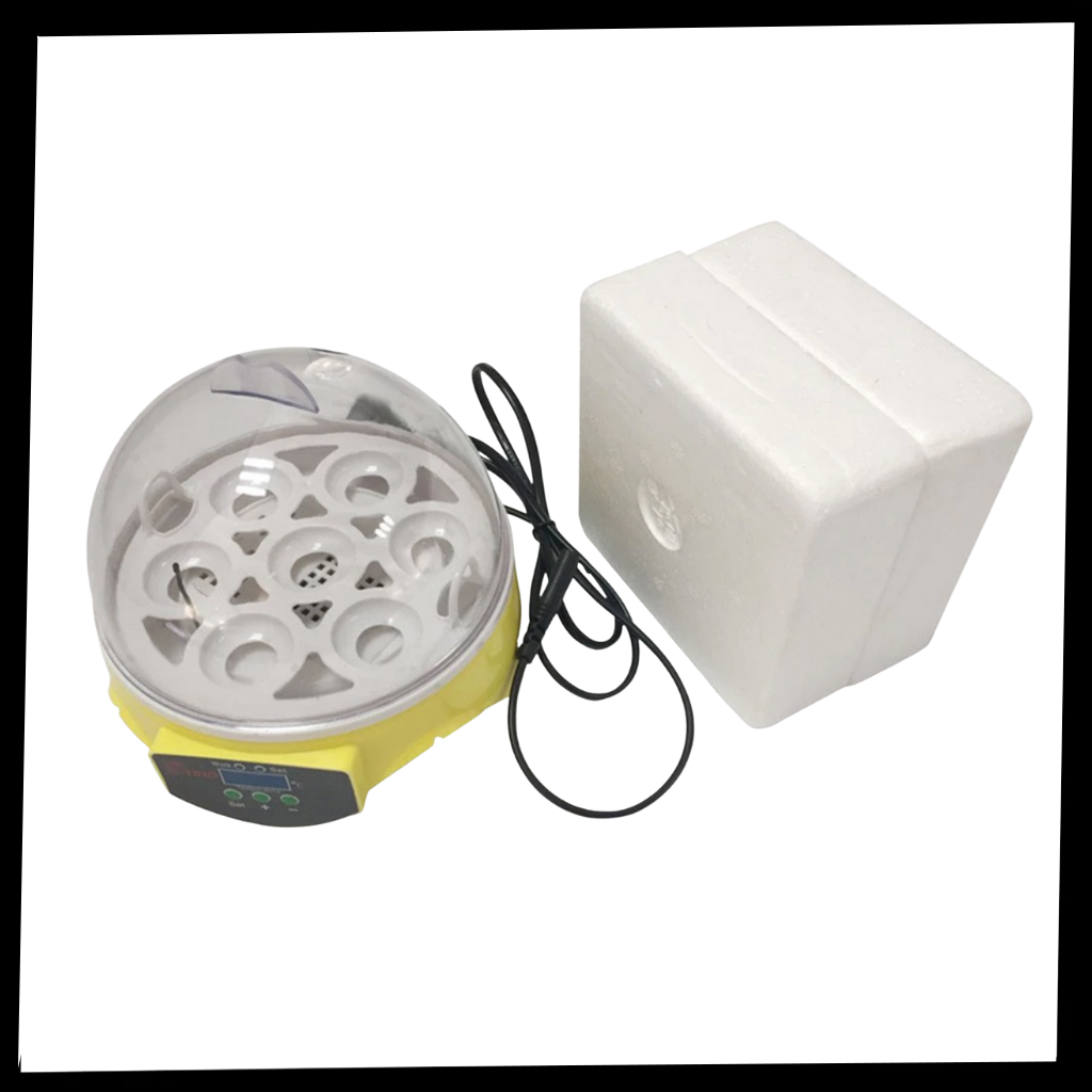 Incubadora automática de ovos MiniTopchances para incubação de ovos, com design compacto e fácil de usar.