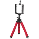 Trípode flexível vermelho para telefone, suporte compacto e ajustável para fotos e vídeos com smartphones.
