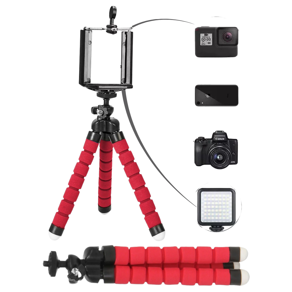 Mini tripé flexível para telefone da marca Genérico, suporte universal para fotos e vídeos com ajuste fácil.