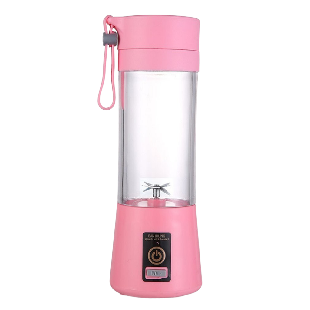 Garrafa mini portátil de mistura de suco da Chinatera, eletrodoméstico de cozinha em acabamento rosa para smoothies e bebidas.