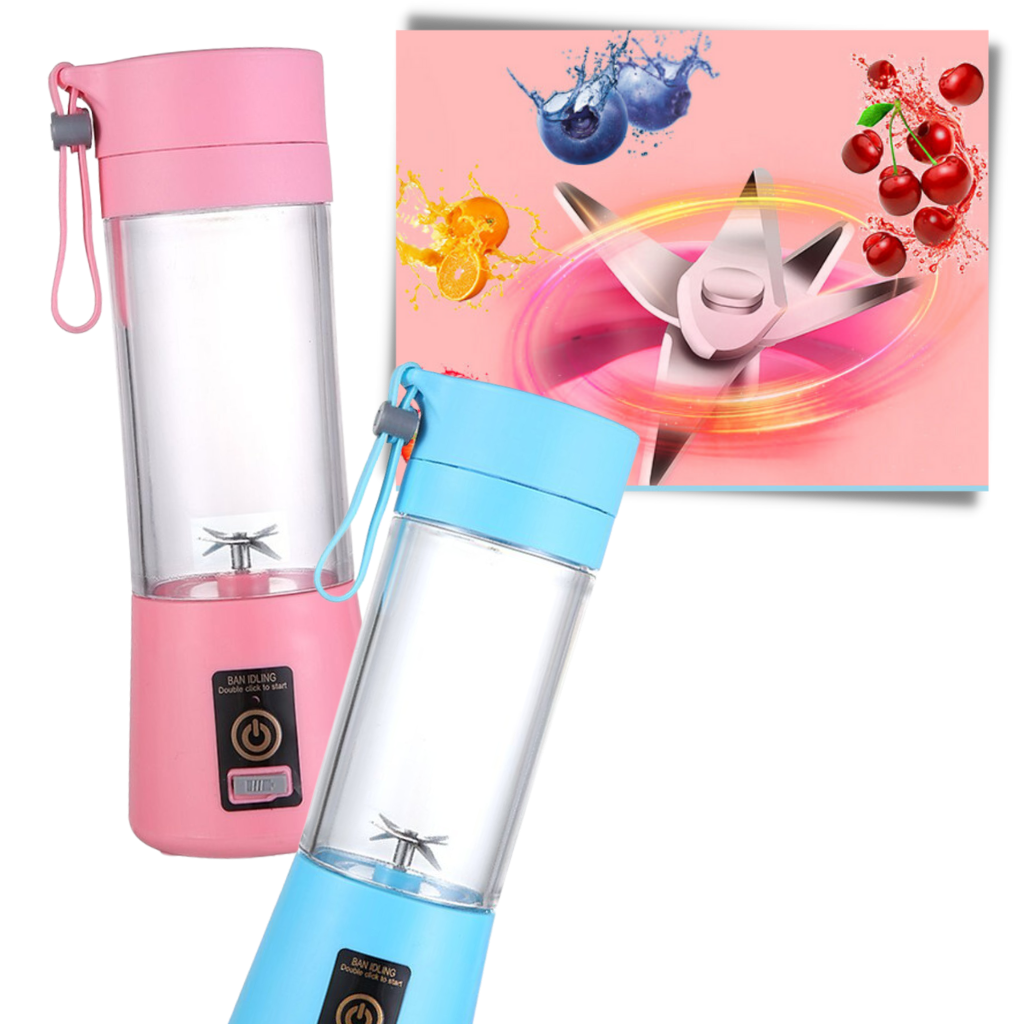 Garrafas de mistura de suco portátil Chinatera com seis lâminas, compacta e ideal para preparar sucos em movimento.