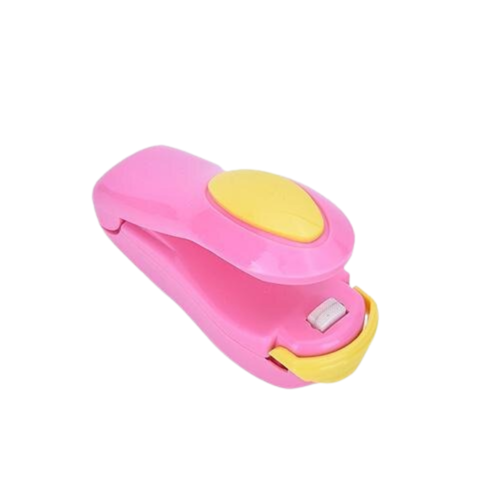 Máquina de vedação portátil da Ozerty France, acessório de pequeno eletrodoméstico, na cor rosa, para selar alimentos.