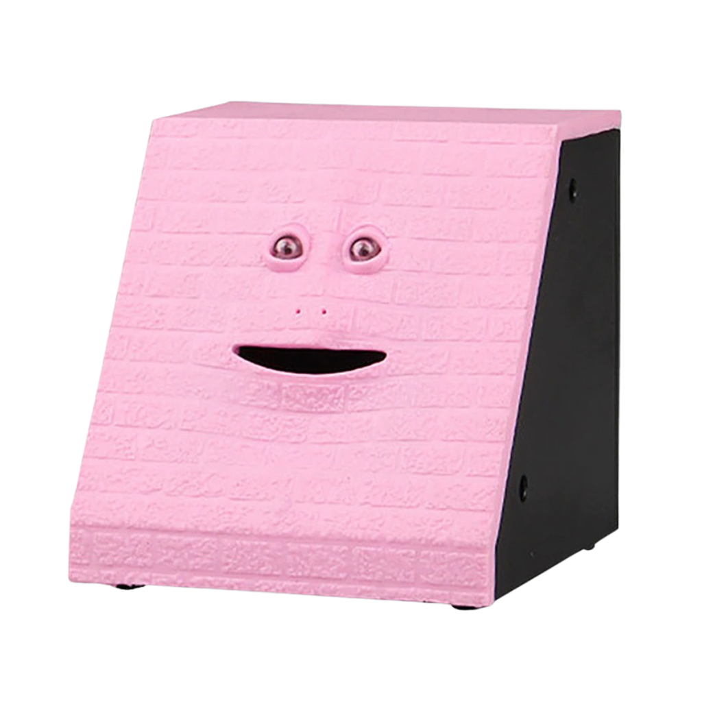 Porquinha de cerâmica rosa da Tirelires Protoiya, com design de comedora de dinheiro, ideal para guardar moedas.