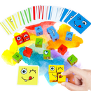 Jogo montessori de cubos emoji mágicos coloridos, brinquedo educativo da marca Mnycxen para aprendizado divertido.