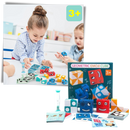 Brinquedo educativo Mnycxen: cubos Montessori com emojis mágicos para estimular aprendizagem e criatividade infantil.