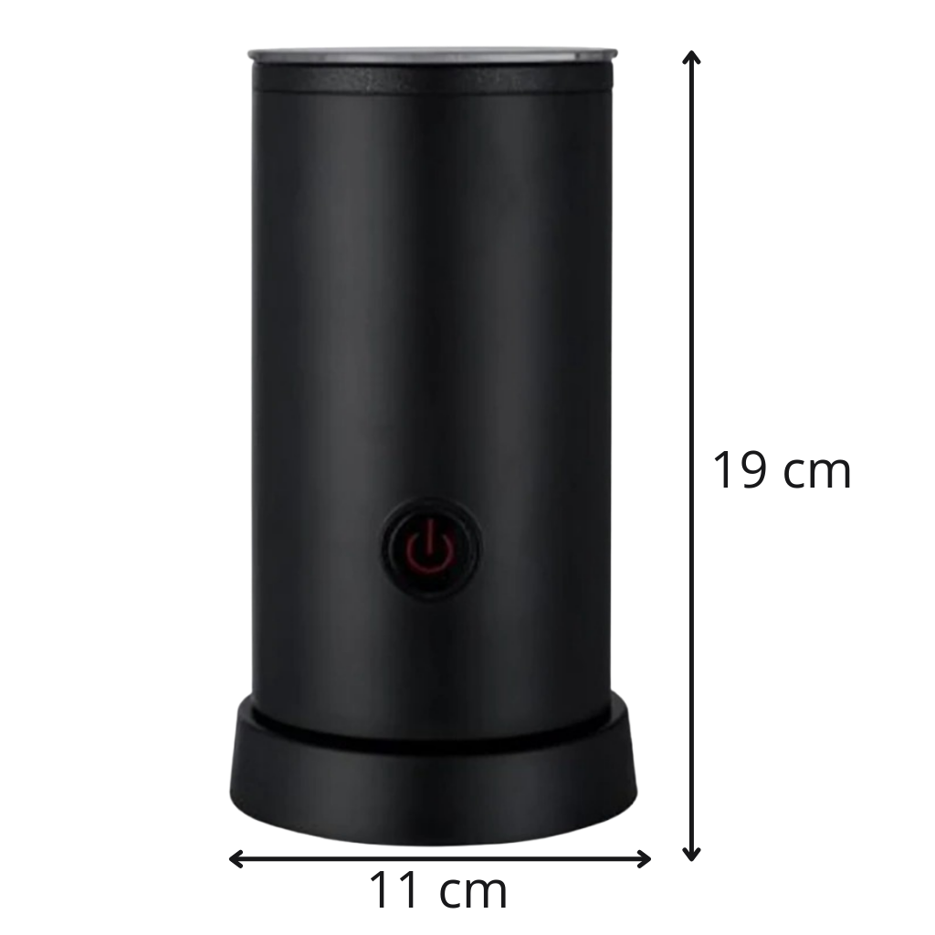 Mousseur de leite automático Allomn, eletrodoméstico de cozinha, com dimensões de 12x19cm, preparado para fazer espuma de leite.