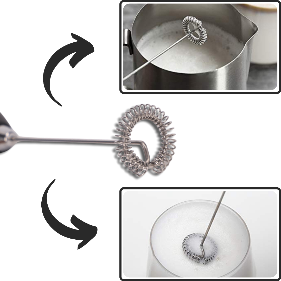 Mousseur de leite elétrico portátil da Powerlix com suporte, ideal para fazer cappuccino e bebidas cremosas em casa.