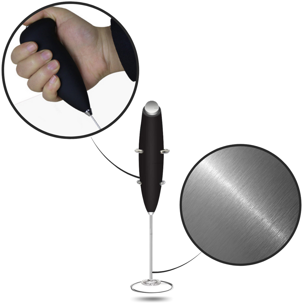 Mousseur de leite elétrico portátil da Powerlix com suporte, utensílio de eletrodoméstico de cozinha para preparar bebidas cremosas