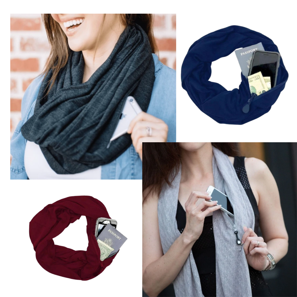 Cachecol quente Taicanon com bolso escondido, feito de material macio e confortável, ideal para dias frios e estilosos.