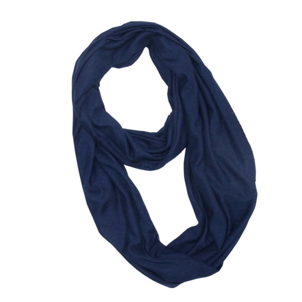 Echarpe quente Taicanon com bolso escondido, tecido azul, ideal para manter-se aquecido e com espaço para pequenos objetos.