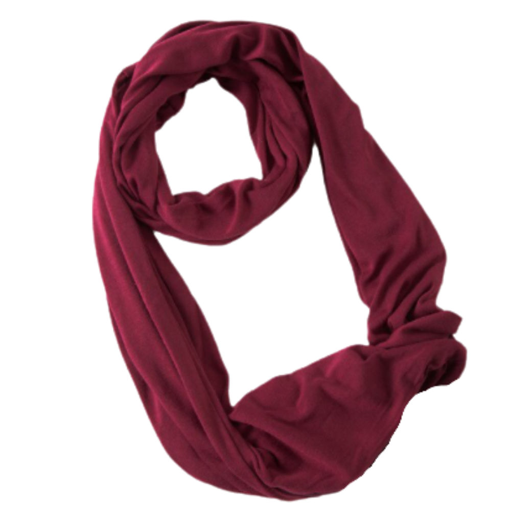 Cachecol vermelho da Taicanon com bolso escondido, tecido quente e confortável para dias frios.