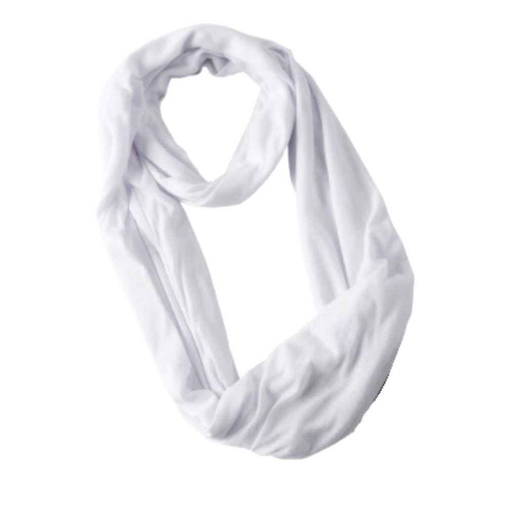 Cachecol quente Taicanon com bolso oculto, tecido branco macio, ideal para manter o calor e guardar pequenos objetos.