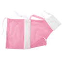 Bolsa de malha multifuncional Quintina para higiene de animais de estimação, cor rosa, com materiais de grooming para pets.