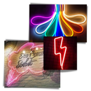 Fita de luz LED néon colorido Homyl, guirlanda luminosa com formas variadas, iluminação vibrante e decorativa.