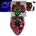 Máscara de néon LED da Popvcly com luzes vibrantes, estilo futurista, ideal para festas e eventos noturnos.