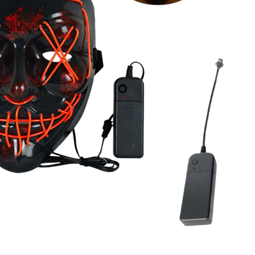 Máscara de néon LED da Popvcly com controle integrado, luzes de néon brilhantes e design futurista para máscaras de festa e moda.