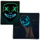 Máscara de néon LED Popvcly, máscara de luz fria com efeito neon, ideal para festas e eventos com iluminação vibrante.