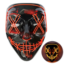 Máscara de néon LED laranja da marca Popvcly, com luzes neon vibrantes para festas e eventos.