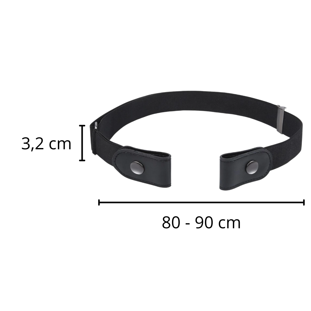 Cintura elástica sem fivela da marca Whippy, cinturões de ajuste flexível e confortável, imagem mostrando o design sem fivela