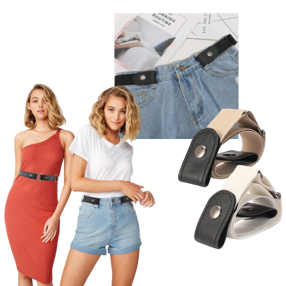 Cintura elástica sem fivela Whippy, faixa ajustável e confortável, ideal para usar com roupas casuais ou esportivas.
