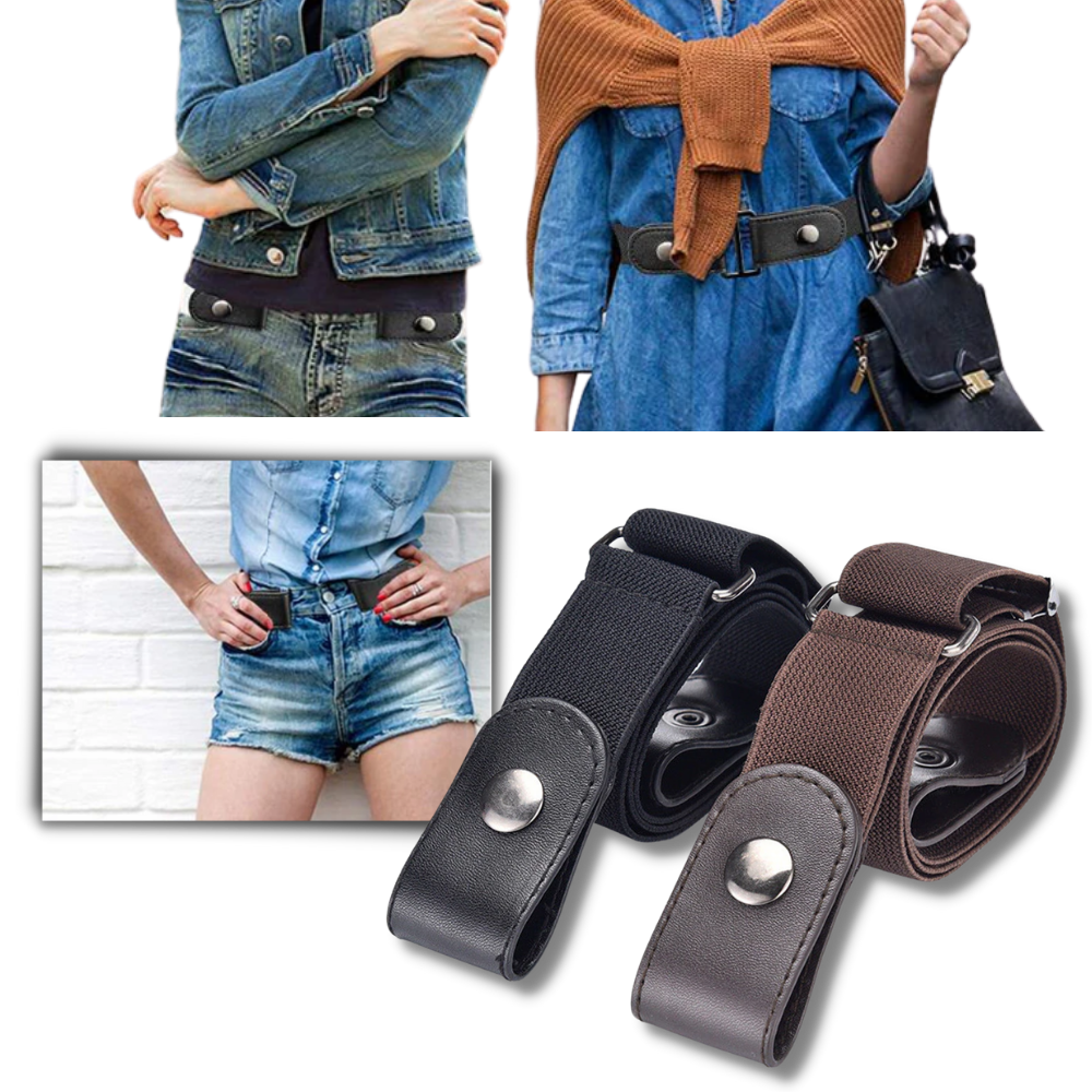 Cintura elástica sem fivela da Whippy, faixa ajustável e confortável, ideal para usar com roupas casuais e esportivas.