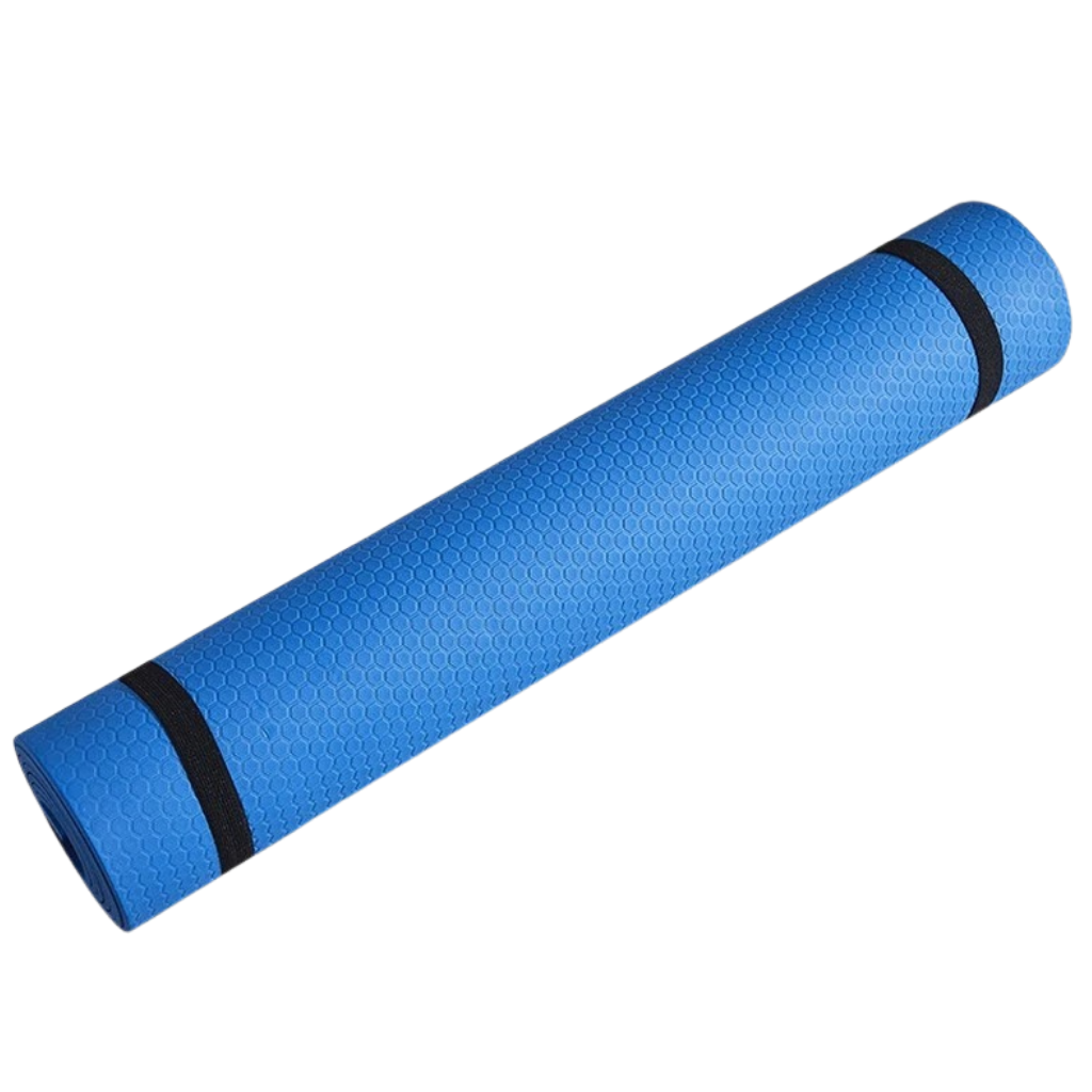 Tapete de yoga antiderrapante para viagem da Sodial, ideal para Pilates e yoga, na cor azul.