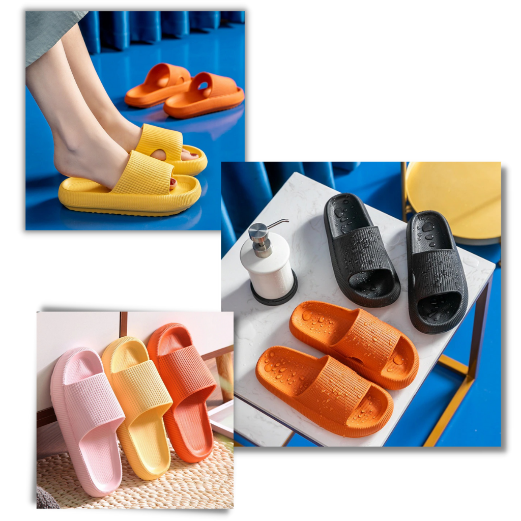 Sandálias antideslizantes Spftem, sapatos confortáveis com sola antiderrapante para uso seguro e amplo.