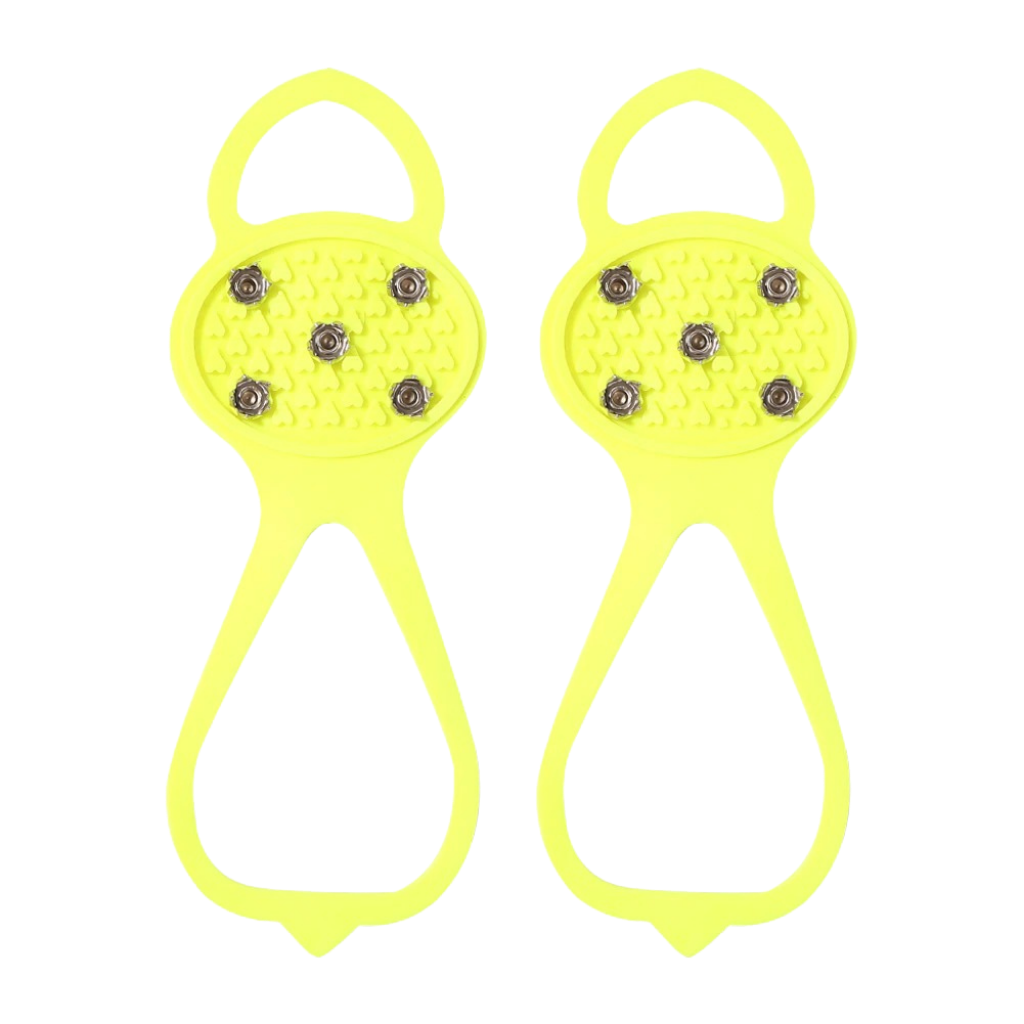 pico anti-derrapante amarelo da Flyingtoy para atividades de inverno, spikes não escorregadios para esportes na neve