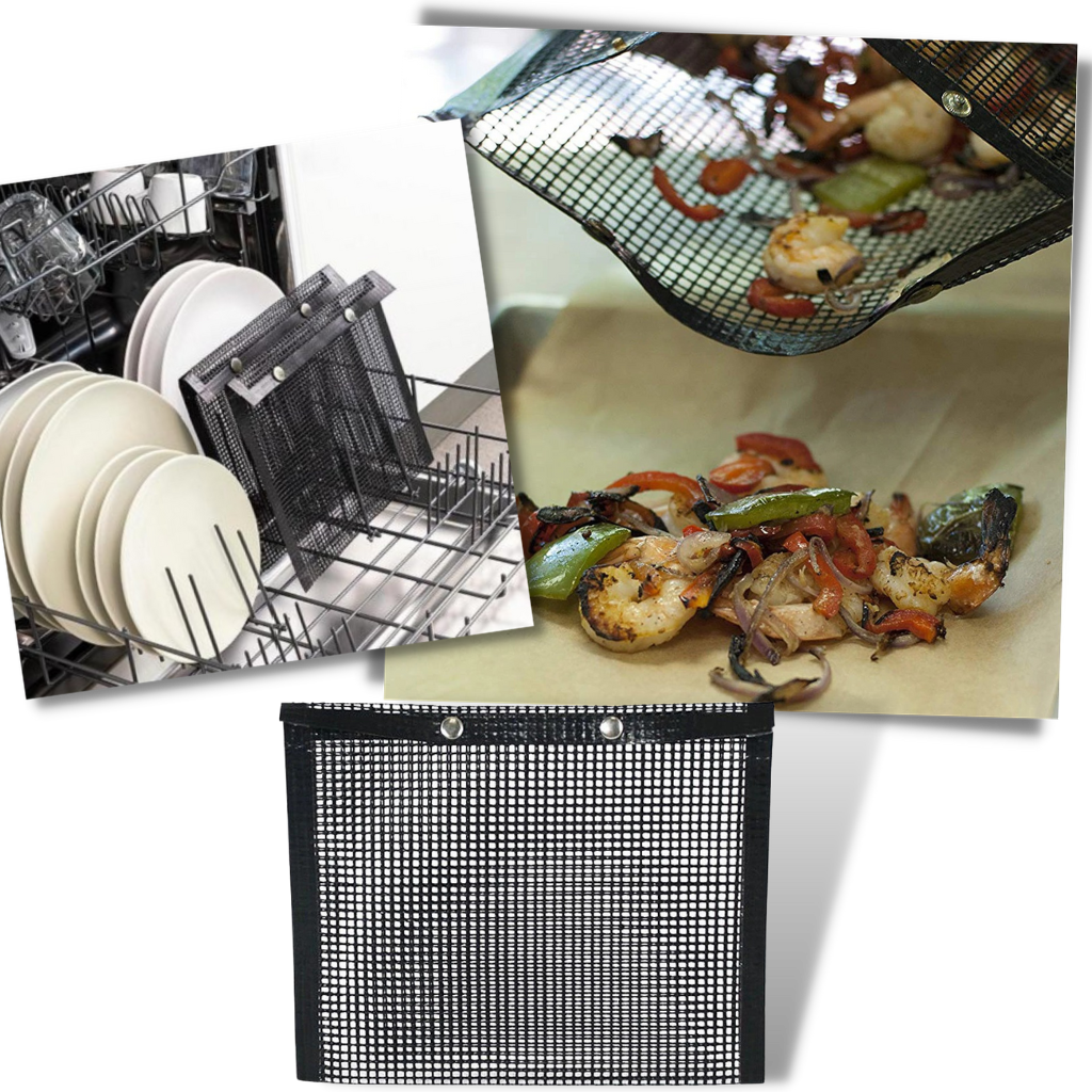 Sac de cuisson BBQ antiaderente Sm Sunnimix, material de alta qualidade para grelhar e assar alimentos sem grudar.
