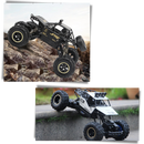 Carro de controle remoto todo-terreno Home Shark com design off-road, capaz de subir inclinações de até 45 graus.