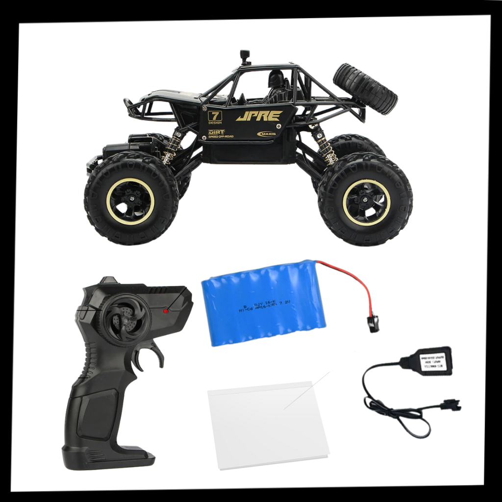 Carrinho de controle remoto off-road 4WD da Home Shark, veículo brinquedo para aventuras em terrenos variados.