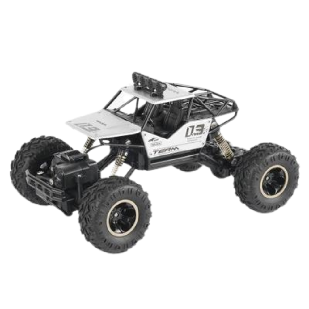 Carrinho de brinquedo off-road 4WD, carro controlado por rádio da marca Home Shark, em cor branca, ideal para aventuras ao ar livre.