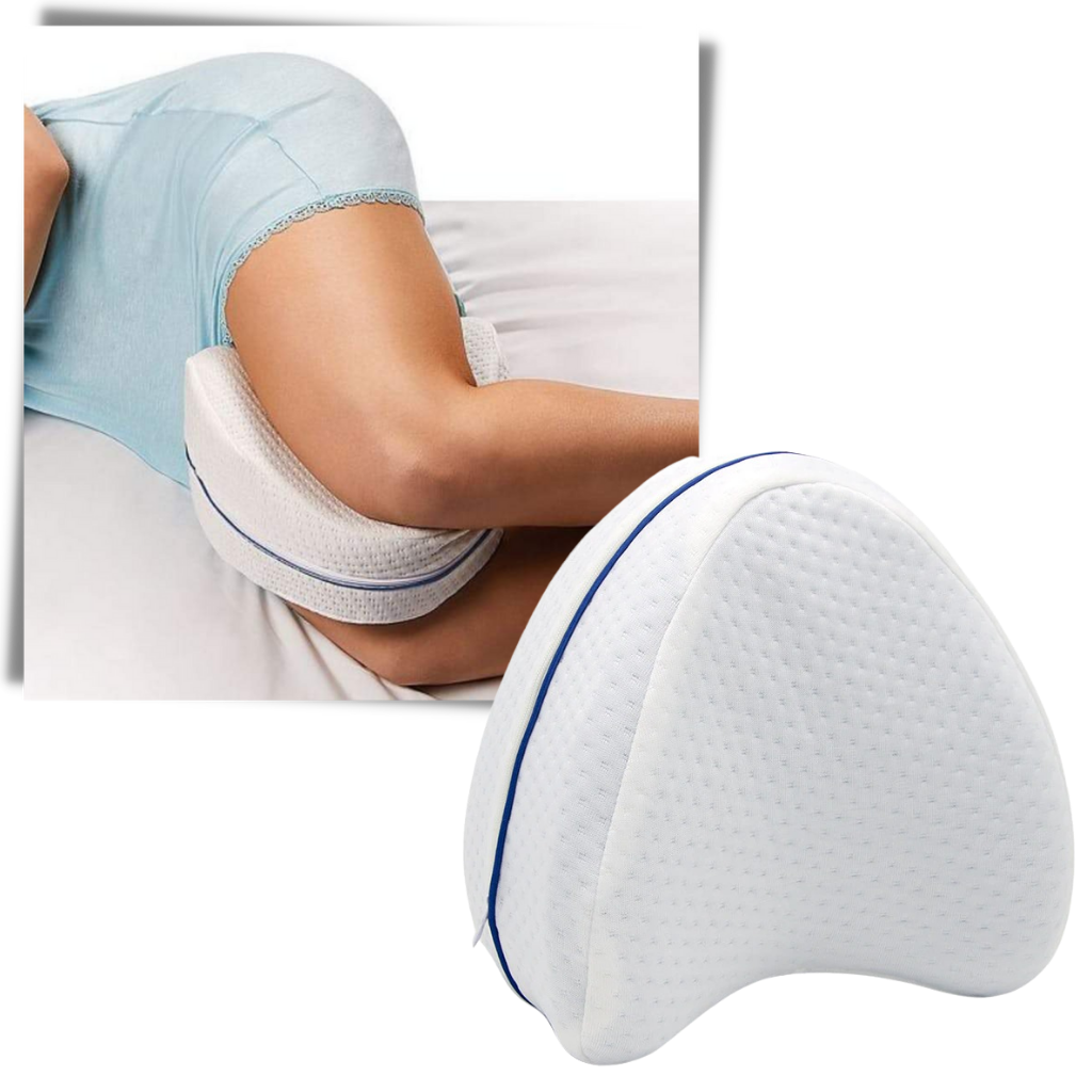 Almofada ortopédica para joelhos e pernas com espuma de memória da marca Homyl, ideal para suporte confortável na cama.
