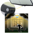 Luminária solar externa Ktcina com 468 LEDs, sensor de movimento e ângulo amplo para iluminação ao ar livre.