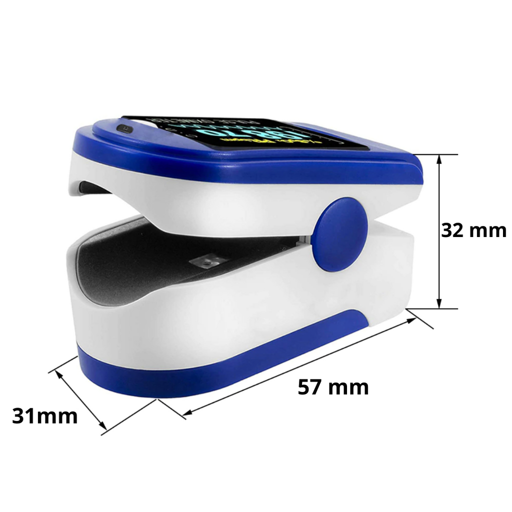 Oxímetro de pulso digital de dedo Yks, monitor biométrico portátil com tela e sensores de medição de oxigênio e frequência cardíaca.