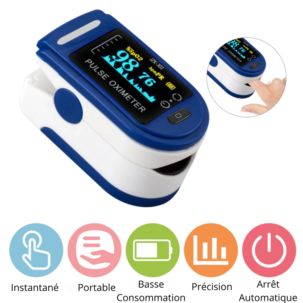 Oxímetro de pulso digital de dedo YKS, monitor biométrico portátil com tela para leitura fácil da oxigenação e pulso.