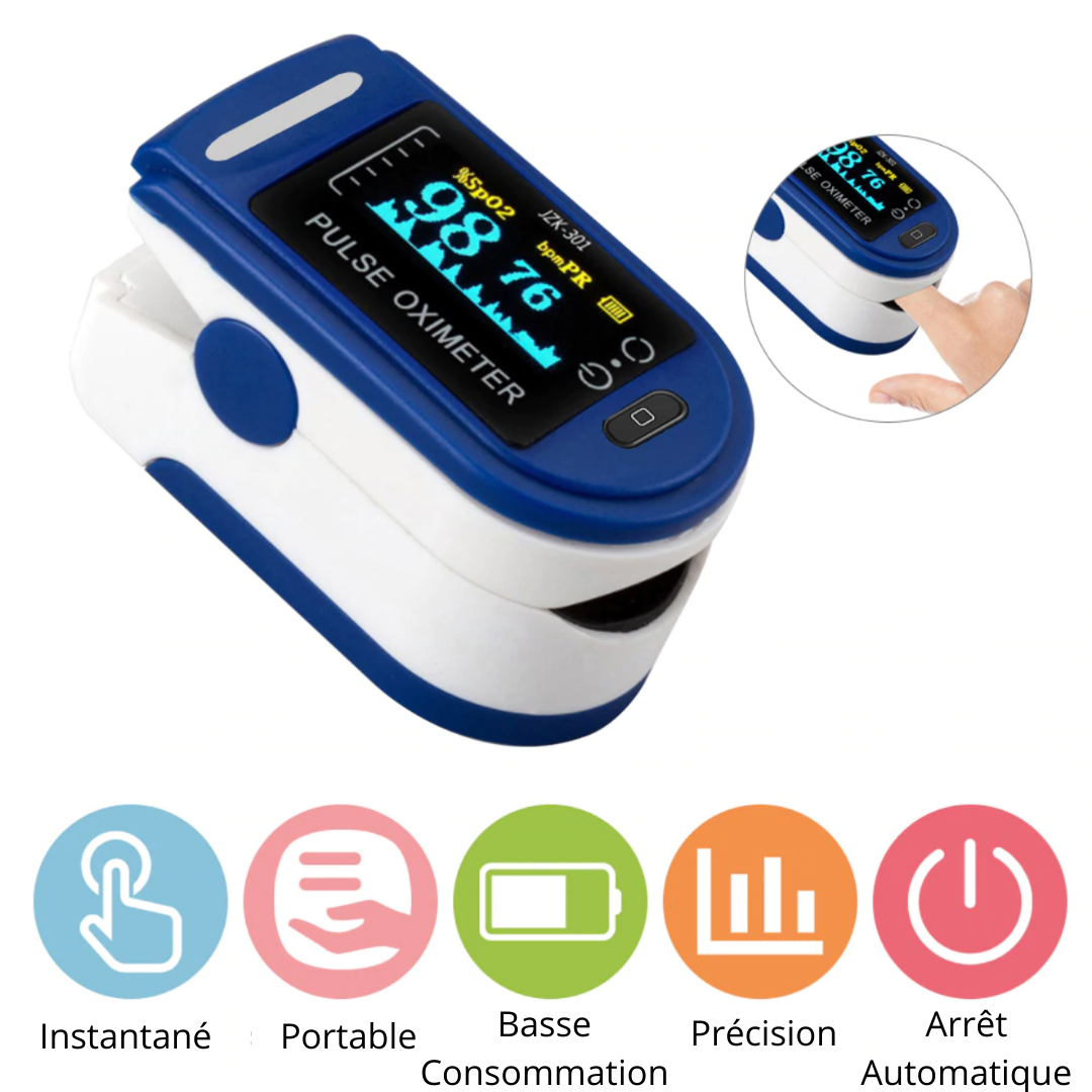 Oxímetro de pulso digital de dedo YKS, monitor biométrico portátil com tela para leitura fácil da oxigenação e pulso.