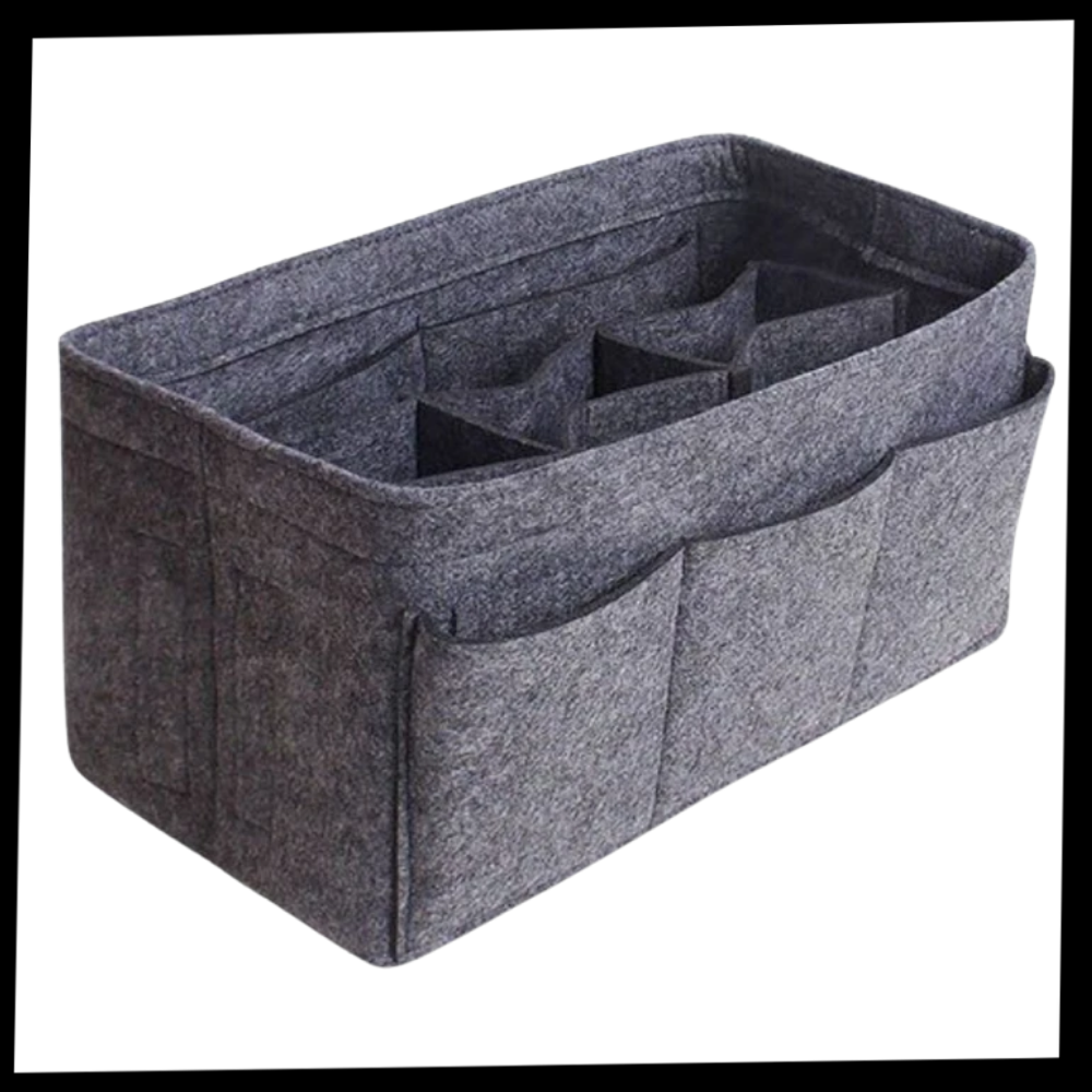 Organizador de bolsa Dido para armazenamento e organização de bolsas e acessórios, com compartimentos internos.