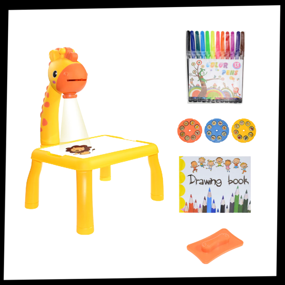 Quadro de desenho de projeção para crianças da marca Kanaroous, pacote com detalhes do kit de jogos de desenho.