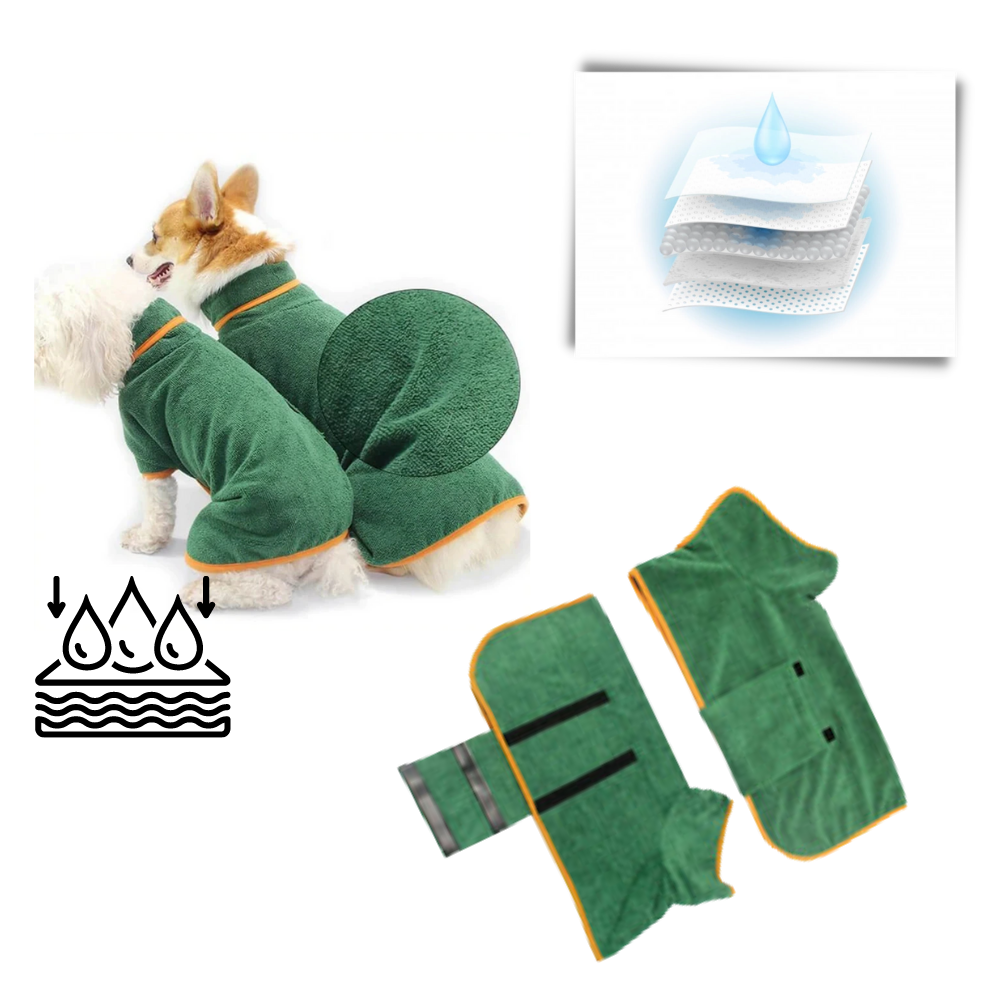 Peignoir absorvente da Rykwurde para animais de estimação, material de toilettage, aparência macia e confortável para secar pets.