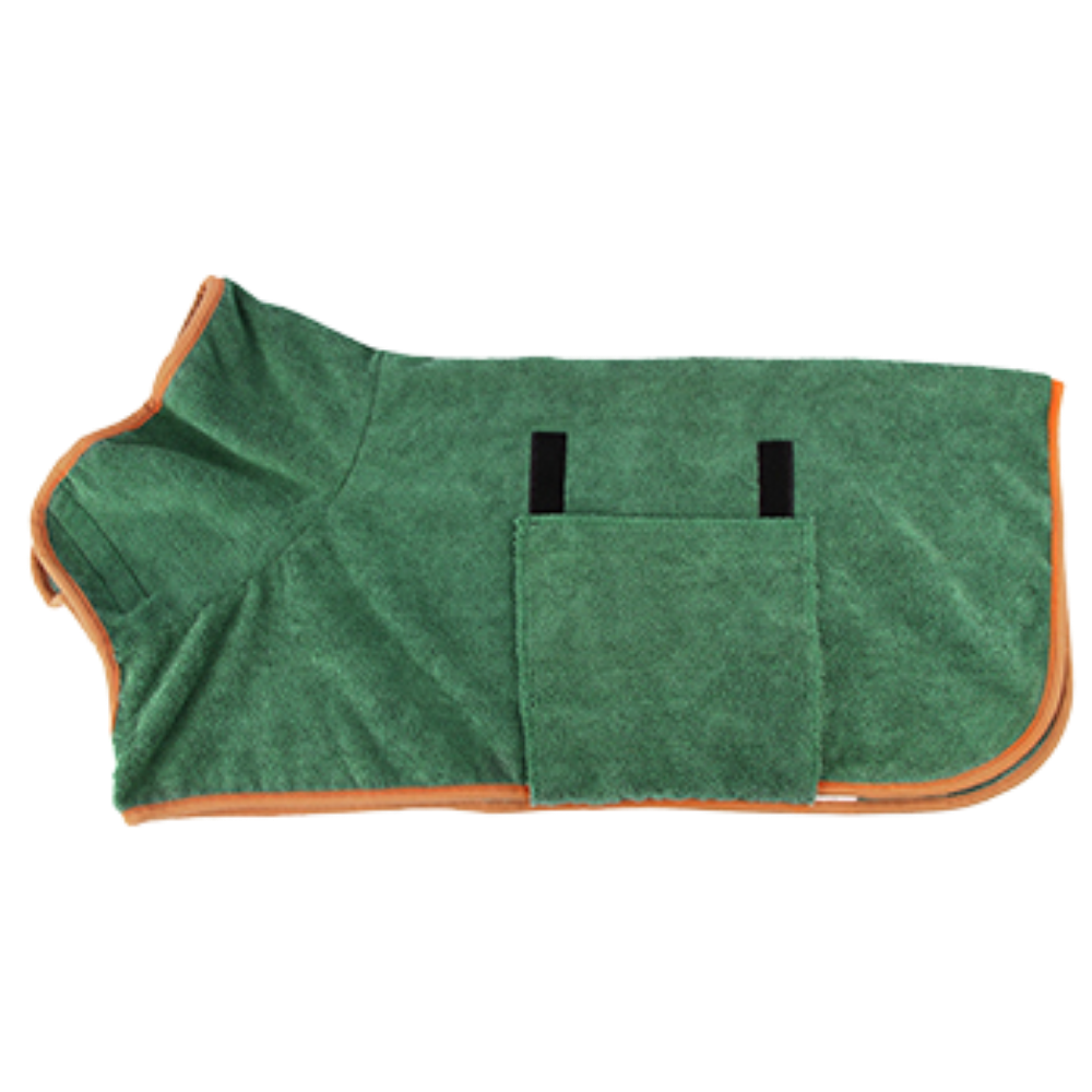 Peignoir super absorvente para animais de estimação da Rykwurde, material de toilettage verde, ideal para secar pets após banho.