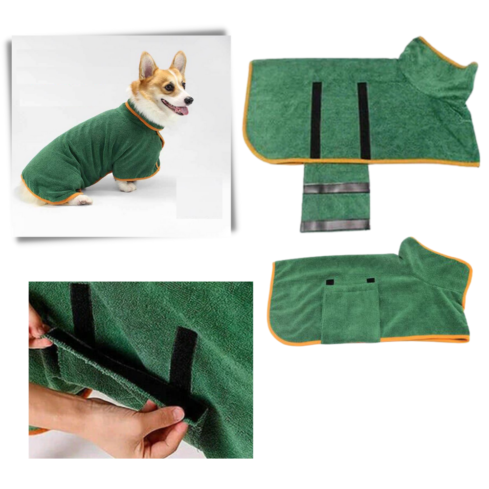 Toalha de banho absorvente para pets Rykwurde com velcro, material de toilettagem para animais de estimação.